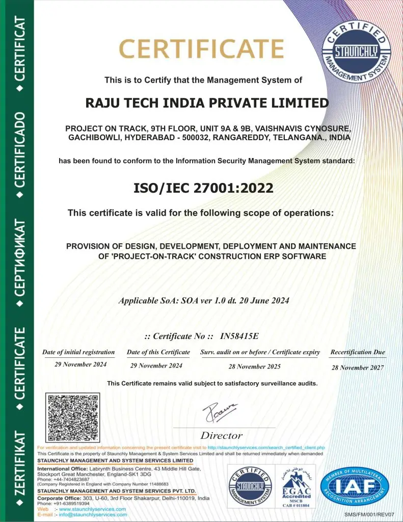 "ISO certification"